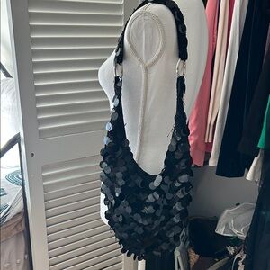 Black Disco Sequin Shoulder Bag